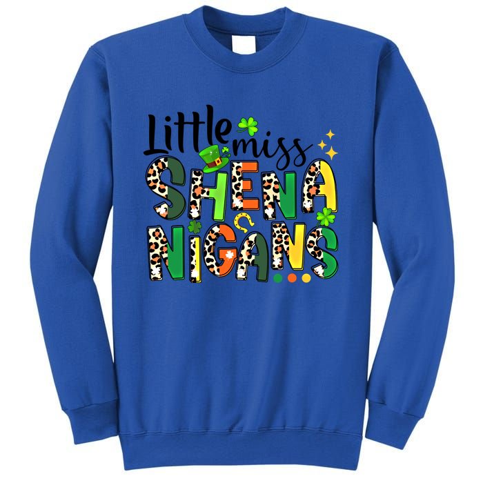 Little Miss Shenanigans Leopard Shamrock St Patrick's Day Gift Sweatshirt