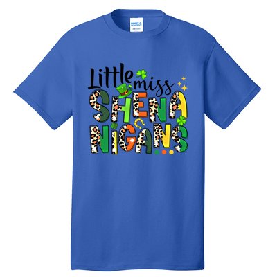 Little Miss Shenanigans Leopard Shamrock St Patrick's Day Gift Tall T-Shirt