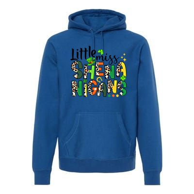 Little Miss Shenanigans Leopard Shamrock St Patrick's Day Gift Premium Hoodie