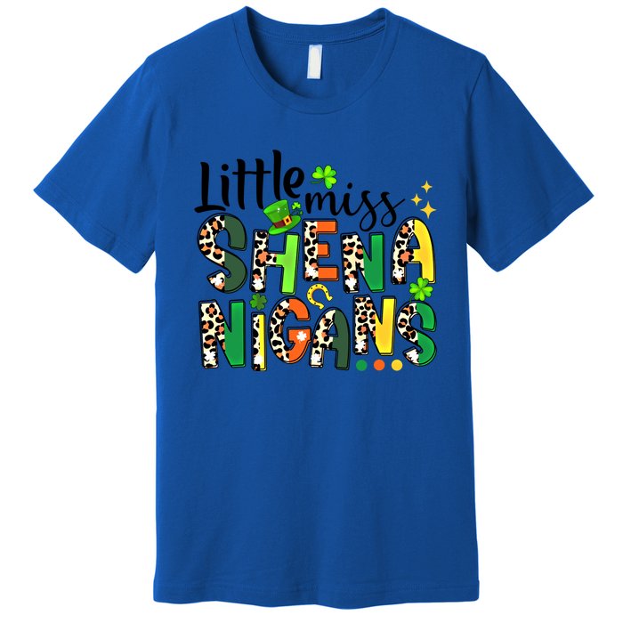 Little Miss Shenanigans Leopard Shamrock St Patrick's Day Gift Premium T-Shirt