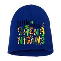 Little Miss Shenanigans Leopard Shamrock St Patrick's Day Gift Short Acrylic Beanie