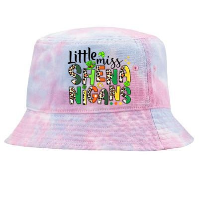 Little Miss Shenanigans Leopard Shamrock St Patrick's Day Gift Tie-Dyed Bucket Hat