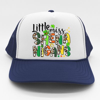 Little Miss Shenanigans Leopard Shamrock St Patrick's Day Gift Trucker Hat