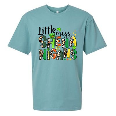 Little Miss Shenanigans Leopard Shamrock St Patrick's Day Gift Sueded Cloud Jersey T-Shirt