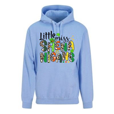 Little Miss Shenanigans Leopard Shamrock St Patrick's Day Gift Unisex Surf Hoodie