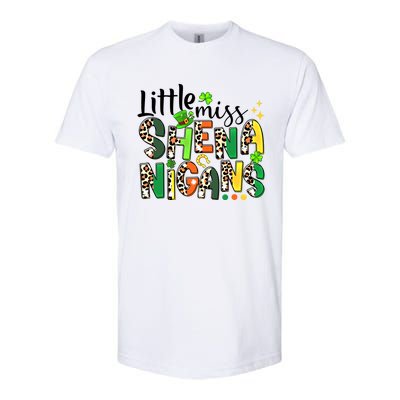 Little Miss Shenanigans Leopard Shamrock St Patrick's Day Gift Softstyle CVC T-Shirt