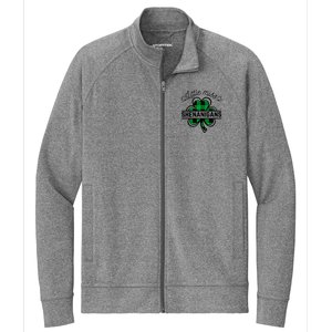 Little Miss Shenanigans Patrick's Day Leopard Shamrock Irish Gift Stretch Full-Zip Cadet Jacket