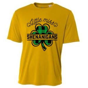 Little Miss Shenanigans Patrick's Day Leopard Shamrock Irish Gift Cooling Performance Crew T-Shirt