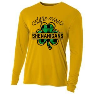 Little Miss Shenanigans Patrick's Day Leopard Shamrock Irish Gift Cooling Performance Long Sleeve Crew