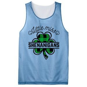 Little Miss Shenanigans Patrick's Day Leopard Shamrock Irish Gift Mesh Reversible Basketball Jersey Tank