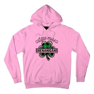 Little Miss Shenanigans Patrick's Day Leopard Shamrock Irish Gift Hoodie