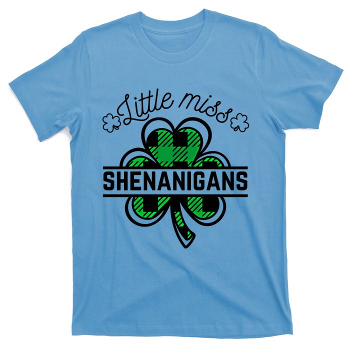 Little Miss Shenanigans Patrick's Day Leopard Shamrock Irish Gift T-Shirt