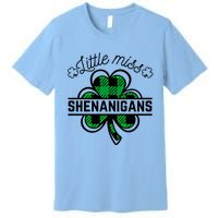 Little Miss Shenanigans Patrick's Day Leopard Shamrock Irish Gift Premium T-Shirt