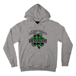 Little Miss Shenanigans Patrick's Day Leopard Shamrock Irish Gift Tall Hoodie