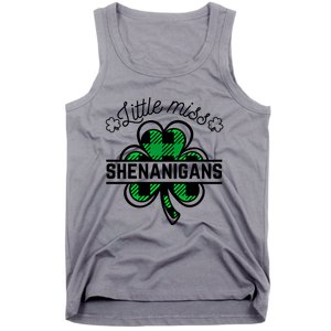 Little Miss Shenanigans Patrick's Day Leopard Shamrock Irish Gift Tank Top