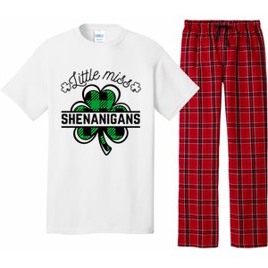 Little Miss Shenanigans Patrick's Day Leopard Shamrock Irish Gift Pajama Set