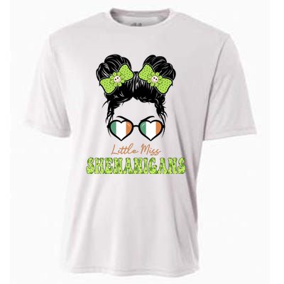 Little Miss Shenanigans St Patricks Day Cooling Performance Crew T-Shirt