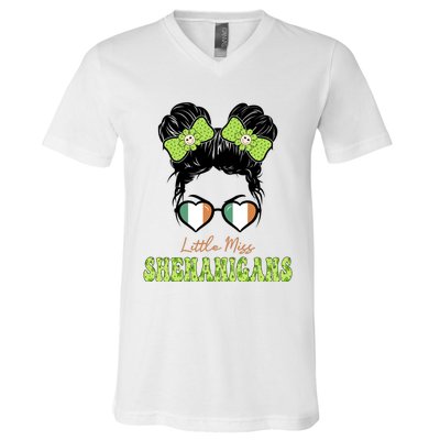 Little Miss Shenanigans St Patricks Day V-Neck T-Shirt