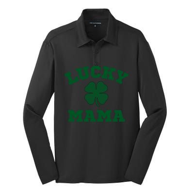 Lucky Mama St Patrick's Day Mom Gift Silk Touch Performance Long Sleeve Polo