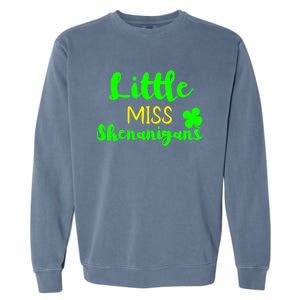 Little Miss Shenanigans St Patrick's Day Irish Gift Garment-Dyed Sweatshirt