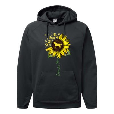 Labrador Mom Sunflower Labrador Retriever Gifts Dog Mom Mama Performance Fleece Hoodie