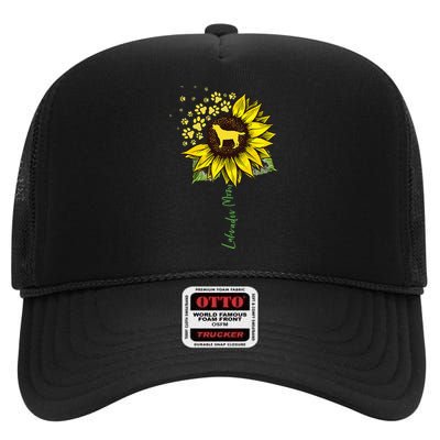 Labrador Mom Sunflower Labrador Retriever Gifts Dog Mom Mama High Crown Mesh Back Trucker Hat