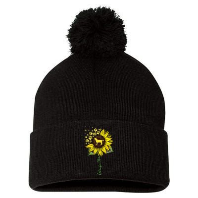 Labrador Mom Sunflower Labrador Retriever Gifts Dog Mom Mama Pom Pom 12in Knit Beanie