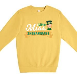 Little Miss Shenanigans St Patrick's Design Great Gift Premium Crewneck Sweatshirt