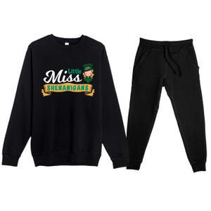 Little Miss Shenanigans St Patrick's Design Great Gift Premium Crewneck Sweatsuit Set