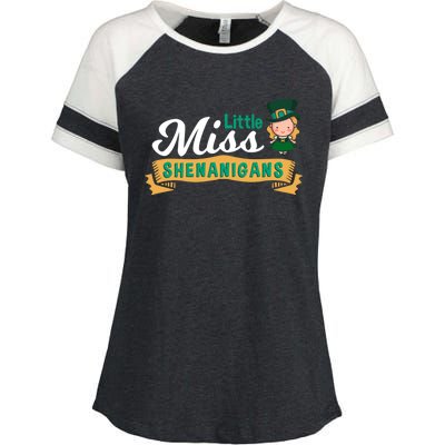 Little Miss Shenanigans St Patrick's Design Great Gift Enza Ladies Jersey Colorblock Tee