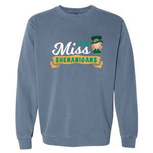 Little Miss Shenanigans St Patrick's Design Great Gift Garment-Dyed Sweatshirt