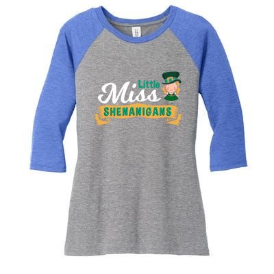 Little Miss Shenanigans St Patrick's Design Great Gift Women's Tri-Blend 3/4-Sleeve Raglan Shirt