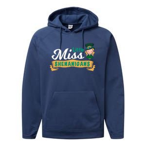 Little Miss Shenanigans St Patrick's Design Great Gift Performance Fleece Hoodie