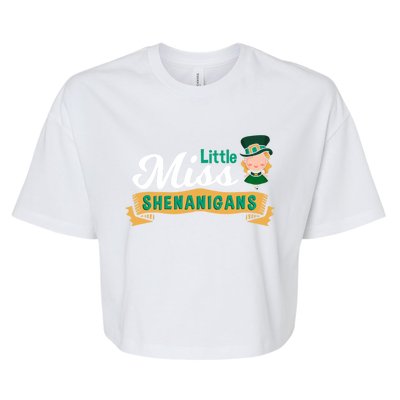 Little Miss Shenanigans St Patrick's Design Great Gift Bella+Canvas Jersey Crop Tee