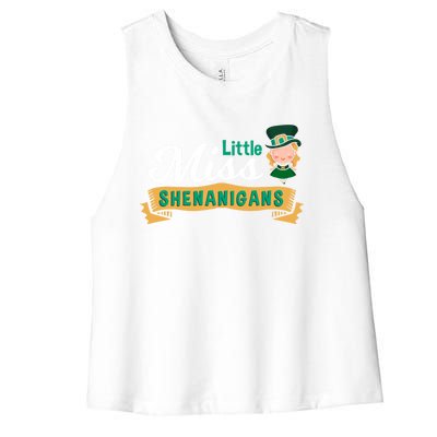 Little Miss Shenanigans St Patrick's Design Great Gift Women's Racerback Cropped Tank