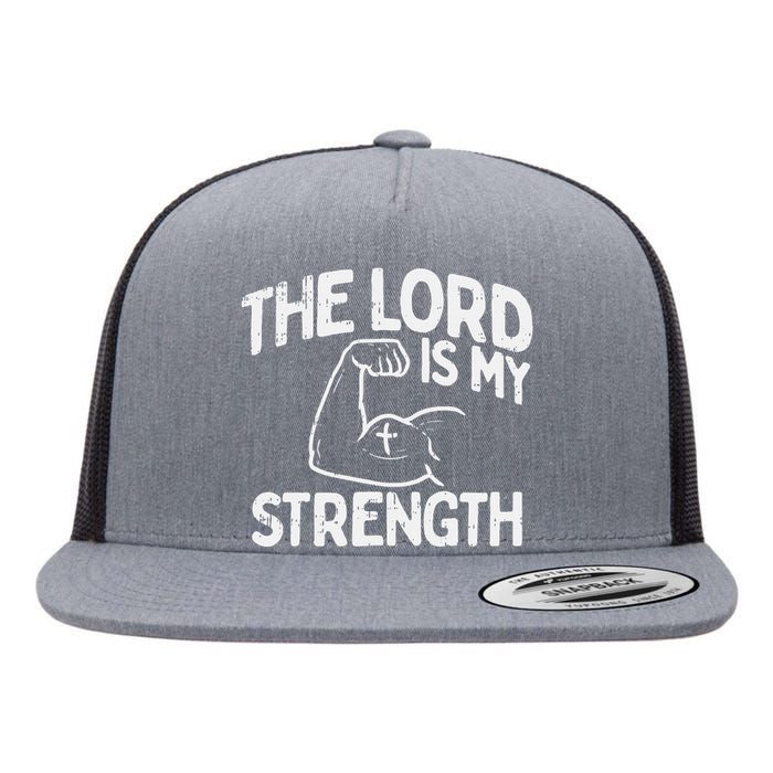 Lord My Strength Bible Workout Gym God Jesus Catholic Gift Flat Bill Trucker Hat