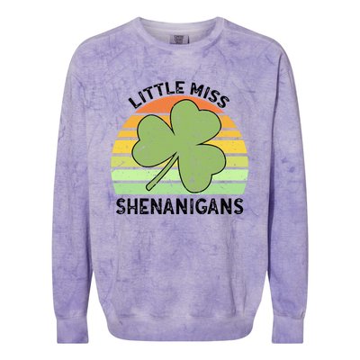 Little Miss Shenanigans Saint Patricks Shenanigans Gift Colorblast Crewneck Sweatshirt