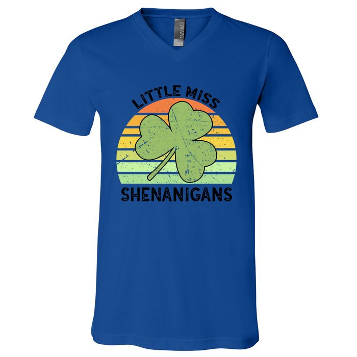 Little Miss Shenanigans Saint Patricks Shenanigans Gift V-Neck T-Shirt