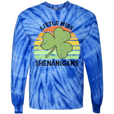 Little Miss Shenanigans Saint Patricks Shenanigans Gift Tie-Dye Long Sleeve Shirt