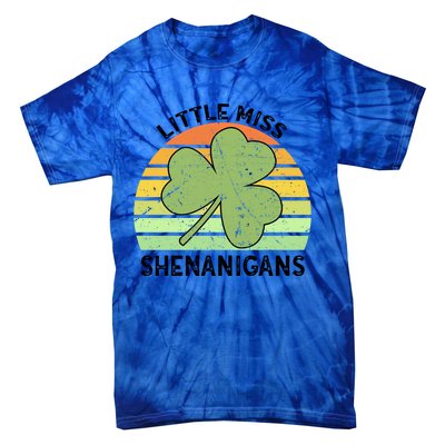 Little Miss Shenanigans Saint Patricks Shenanigans Gift Tie-Dye T-Shirt