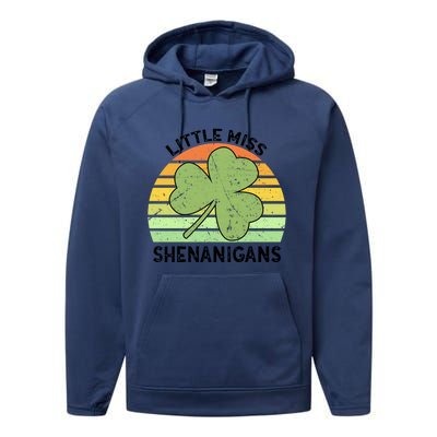 Little Miss Shenanigans Saint Patricks Shenanigans Gift Performance Fleece Hoodie