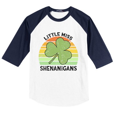 Little Miss Shenanigans Saint Patricks Shenanigans Gift Baseball Sleeve Shirt