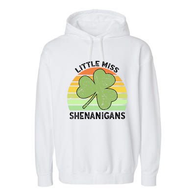 Little Miss Shenanigans Saint Patricks Shenanigans Gift Garment-Dyed Fleece Hoodie