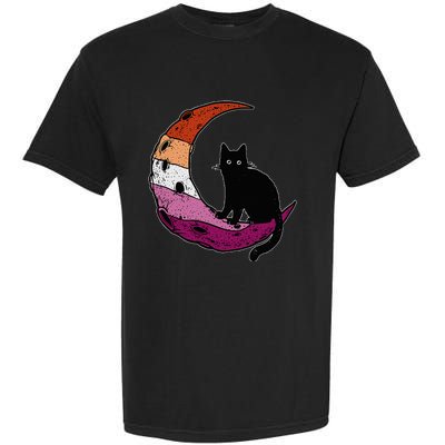 Lesbian Moon Space Cat Pride Flag LGBT Subtle Gay Sapphic Garment-Dyed Heavyweight T-Shirt