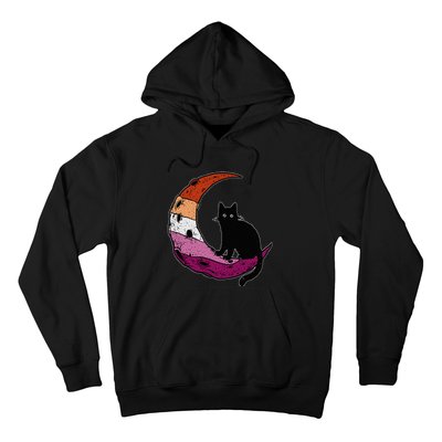 Lesbian Moon Space Cat Pride Flag LGBT Subtle Gay Sapphic Hoodie