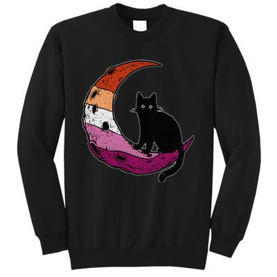 Lesbian Moon Space Cat Pride Flag LGBT Subtle Gay Sapphic Sweatshirt