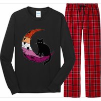 Lesbian Moon Space Cat Pride Flag LGBT Subtle Gay Sapphic Long Sleeve Pajama Set