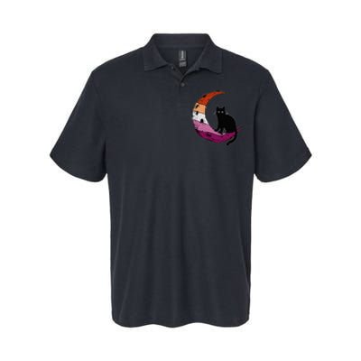 Lesbian Moon Space Cat Pride Flag LGBT Subtle Gay Sapphic Softstyle Adult Sport Polo