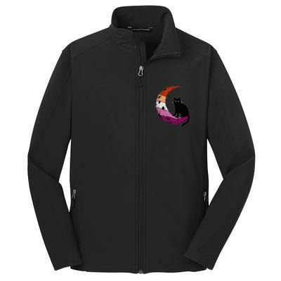 Lesbian Moon Space Cat Pride Flag LGBT Subtle Gay Sapphic Core Soft Shell Jacket