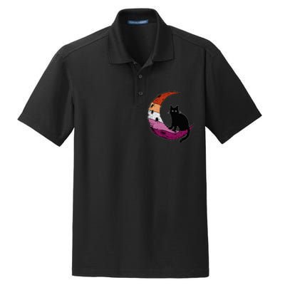 Lesbian Moon Space Cat Pride Flag LGBT Subtle Gay Sapphic Dry Zone Grid Polo